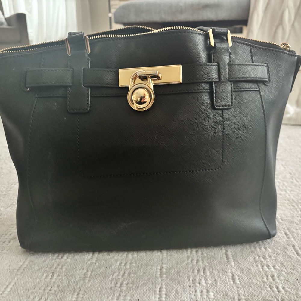 Michael Kors Black Shoulder Bag with Gold Hardware